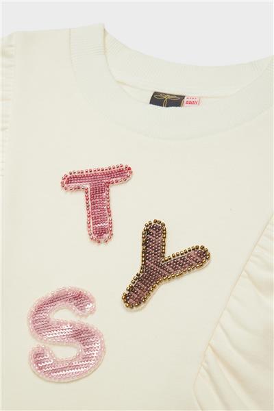 Tyess Kız Çocuk Ekru Sweatshirt