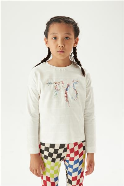 Tyess Kız Çocuk Ekru T-Shirt