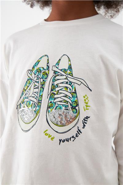 Tyess Kız Çocuk Ekru T-Shirt