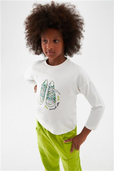 Tyess Kız Çocuk Ekru T-Shirt