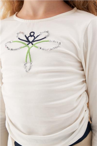 Tyess Kız Çocuk Ekru T-Shirt