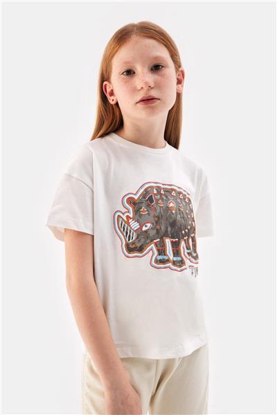 Tyess Kız Çocuk Ekru Tshirt