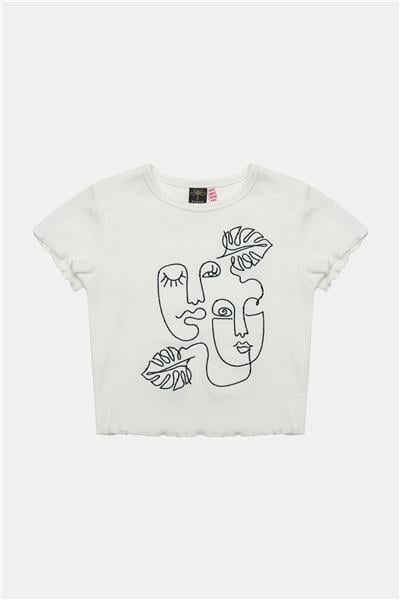 Tyess Kız Çocuk Ekru Tshirt