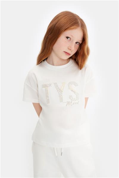 Tyess Kız Çocuk Ekru Tshirt