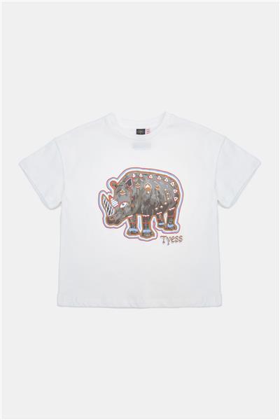 Tyess Kız Çocuk Ekru Tshirt