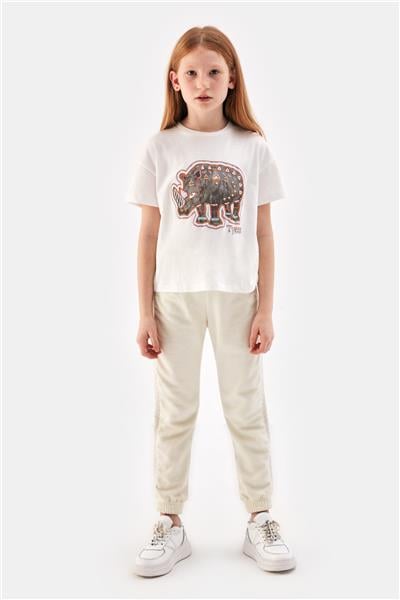 Tyess Kız Çocuk Ekru Tshirt