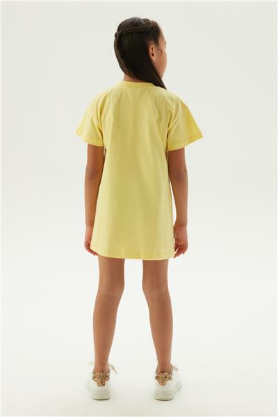 Tyess Kız Çocuk Sarı Pijama Elbise