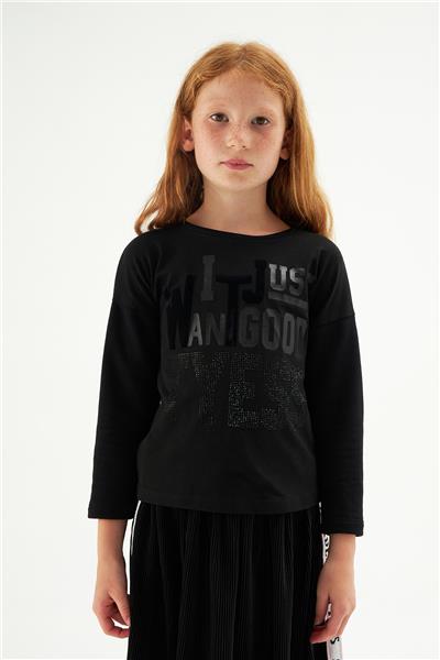 Tyess Kız Çocuk Siyah Sweatshirt