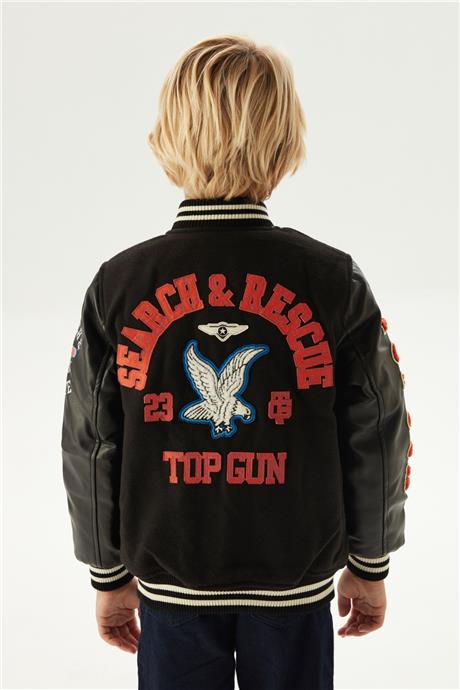 TOPGUN Erkek Çocuk Siyah Mont