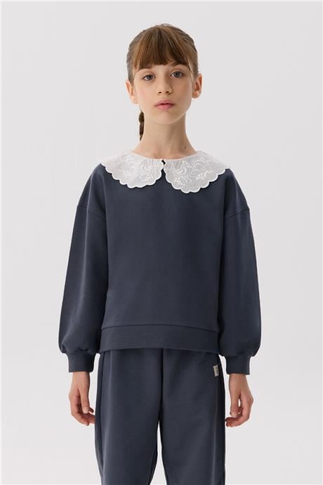 Tyess Basic Kız Çocuk Antrasit Sweatshirt