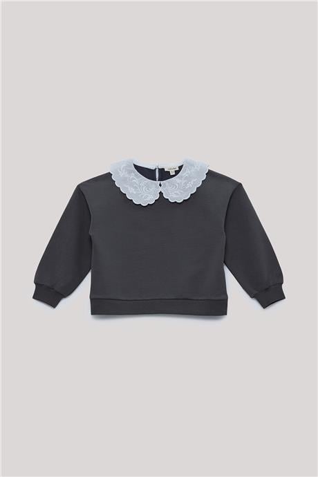 Tyess Basic Kız Çocuk Antrasit Sweatshirt