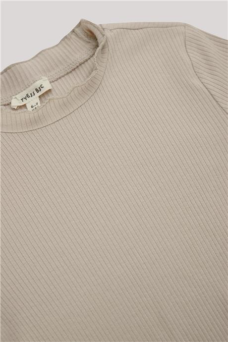 Tyess Basic Kız Çocuk Bej T-Shirt