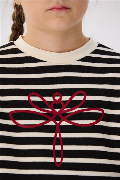 Tyess Basic Kız Çocuk Çizgili Sweatshirt