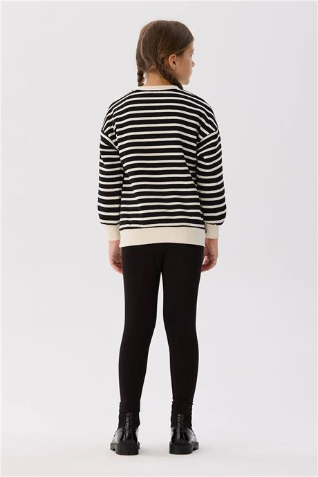 Tyess Basic Kız Çocuk Çizgili Sweatshirt