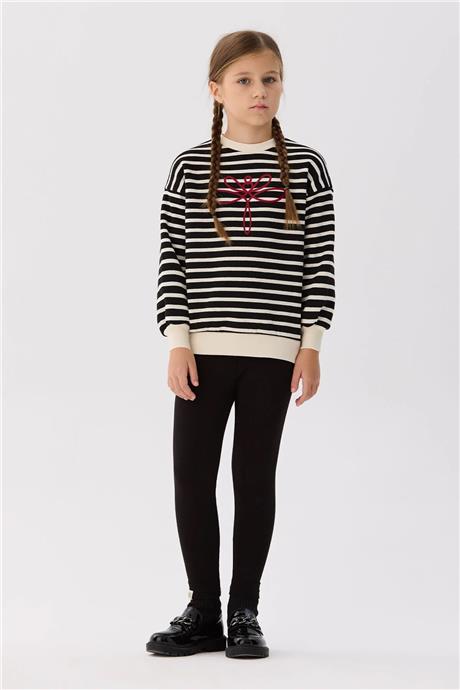 Tyess Basic Kız Çocuk Çizgili Sweatshirt