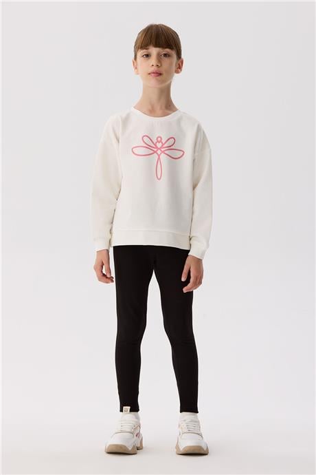 Tyess Basic Kız Çocuk Ekru Sweatshirt