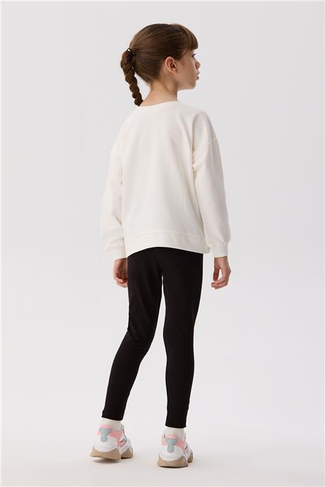 Tyess Basic Kız Çocuk Ekru Sweatshirt
