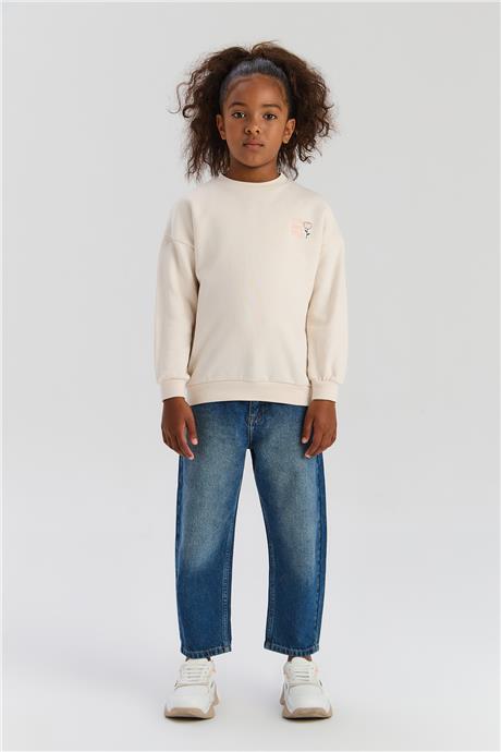 Tyess Basic Kız Çocuk Ekru SweatshirtTyess Basic Kız Çocuk Ekru Sweatshirt