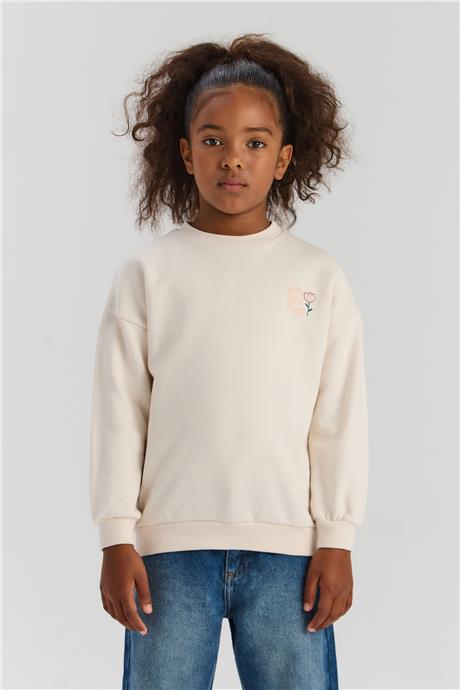 Tyess Basic Kız Çocuk Ekru SweatshirtTyess Basic Kız Çocuk Ekru Sweatshirt