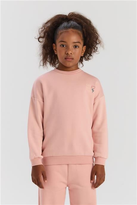 Tyess Basic Kız Çocuk Gül Kurusu SweatshirtTyess Basic Kız Çocuk Gül Kurusu Sweatshirt