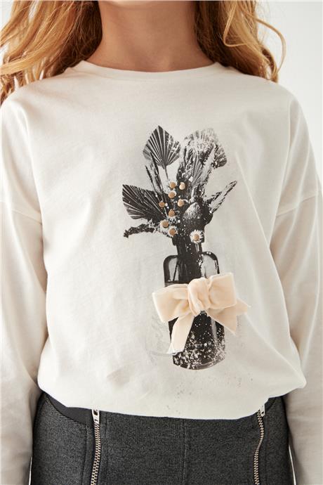 Tyess Kız Çocuk Bej T-Shirt
