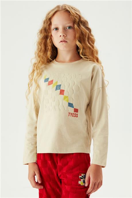 Tyess Kız Çocuk Bej T-Shirt