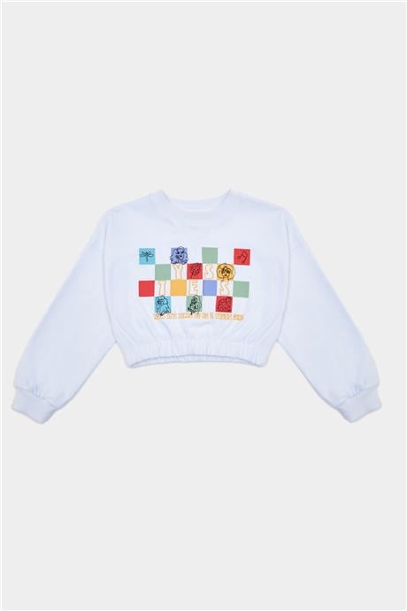 Tyess Kız Çocuk Beyaz Sweatshirt