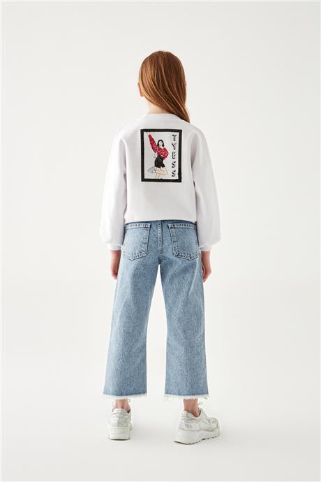 Tyess Kız Çocuk Beyaz Sweatshirt