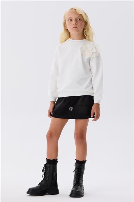 Tyess Kız Çocuk Beyaz Sweatshirt