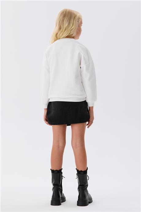 Tyess Kız Çocuk Beyaz Sweatshirt