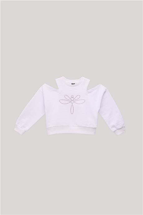 Tyess Kız Çocuk Beyaz Sweatshirt