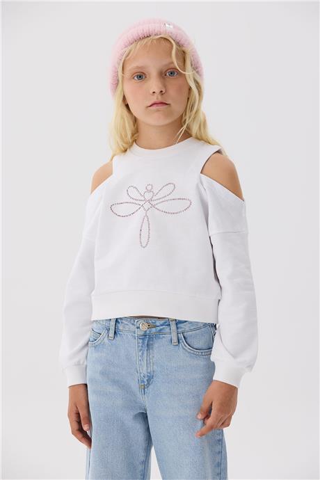 Tyess Kız Çocuk Beyaz Sweatshirt