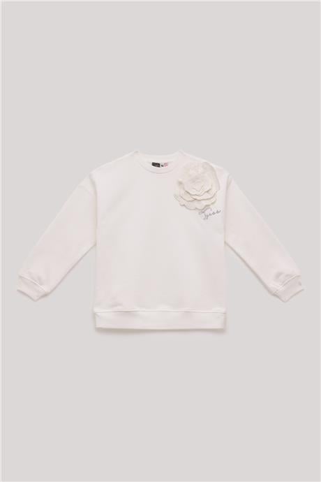 Tyess Kız Çocuk Beyaz Sweatshirt
