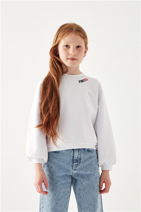 Tyess Kız Çocuk Beyaz Sweatshirt