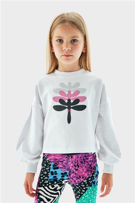 Tyess Kız Çocuk Beyaz Sweatshirt