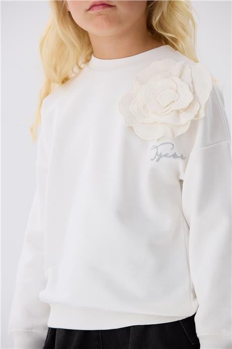Tyess Kız Çocuk Beyaz Sweatshirt