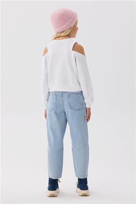Tyess Kız Çocuk Beyaz Sweatshirt