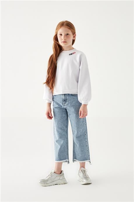 Tyess Kız Çocuk Beyaz Sweatshirt