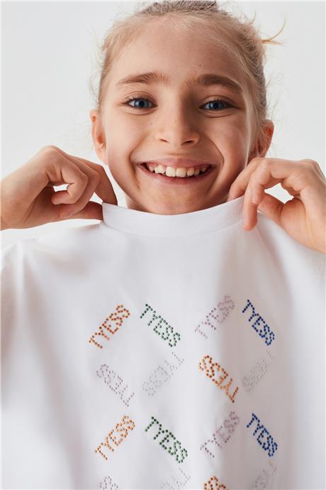 Tyess Kız Çocuk Beyaz T-Shirt