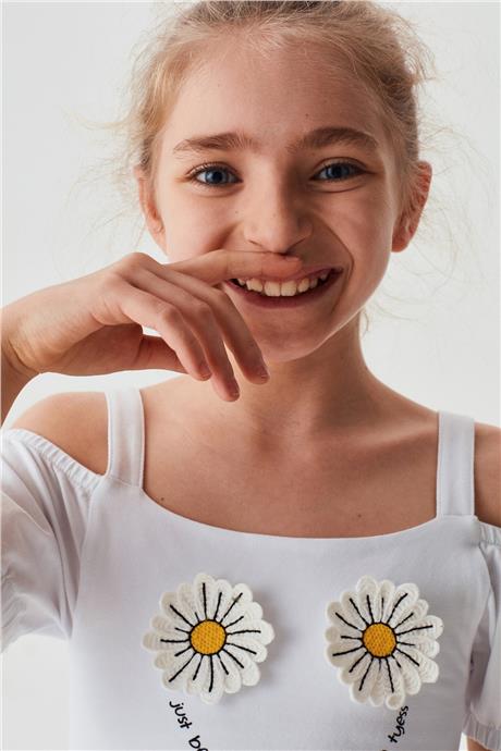 Tyess Kız Çocuk Beyaz T-Shirt