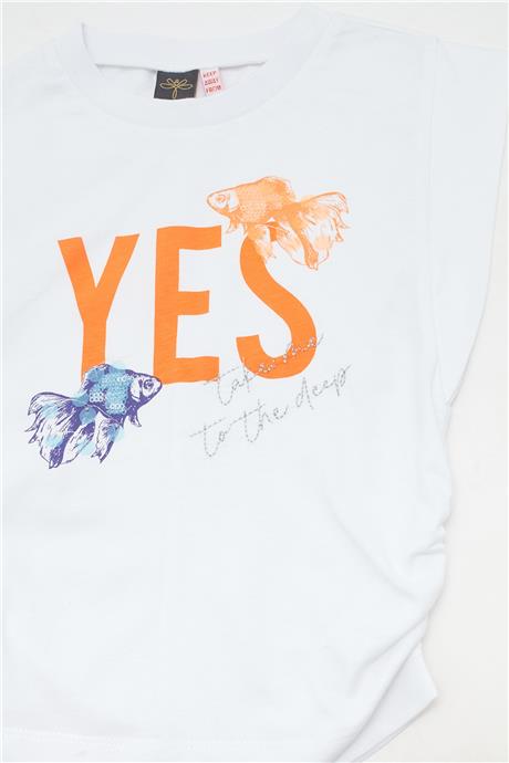 Tyess Kız Çocuk Beyaz T-Shirt