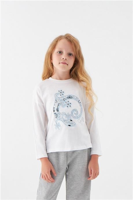 Tyess Kız Çocuk Beyaz T-Shirt