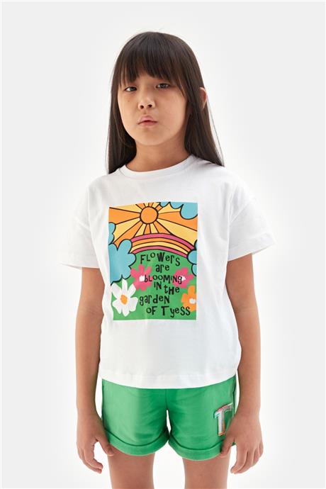Tyess Kız Çocuk Beyaz Tshirt