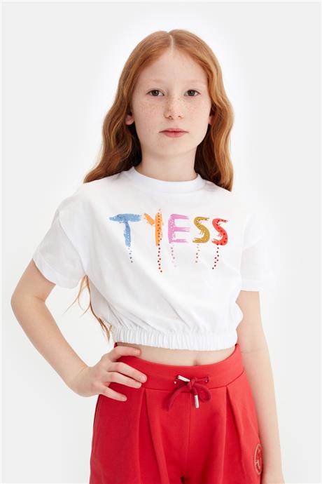 Tyess Kız Çocuk Beyaz Tshirt