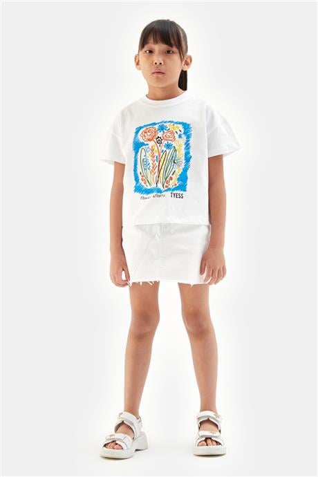 Tyess Kız Çocuk Beyaz Tshirt