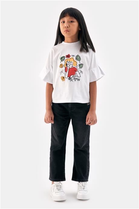 Tyess Kız Çocuk Beyaz Tshirt