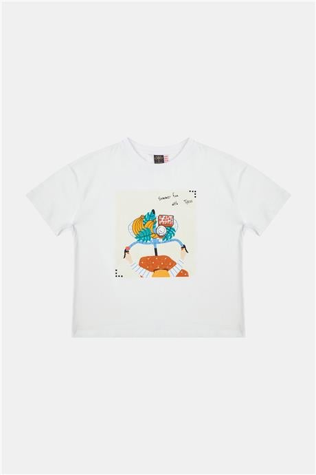Tyess Kız Çocuk Beyaz Tshirt