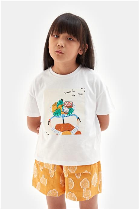 Tyess Kız Çocuk Beyaz Tshirt