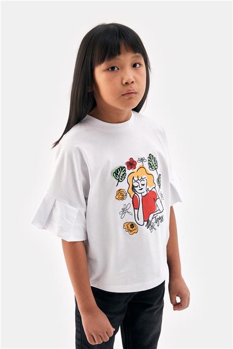 Tyess Kız Çocuk Beyaz Tshirt