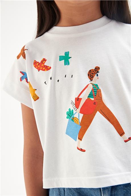 Tyess Kız Çocuk Beyaz Tshirt